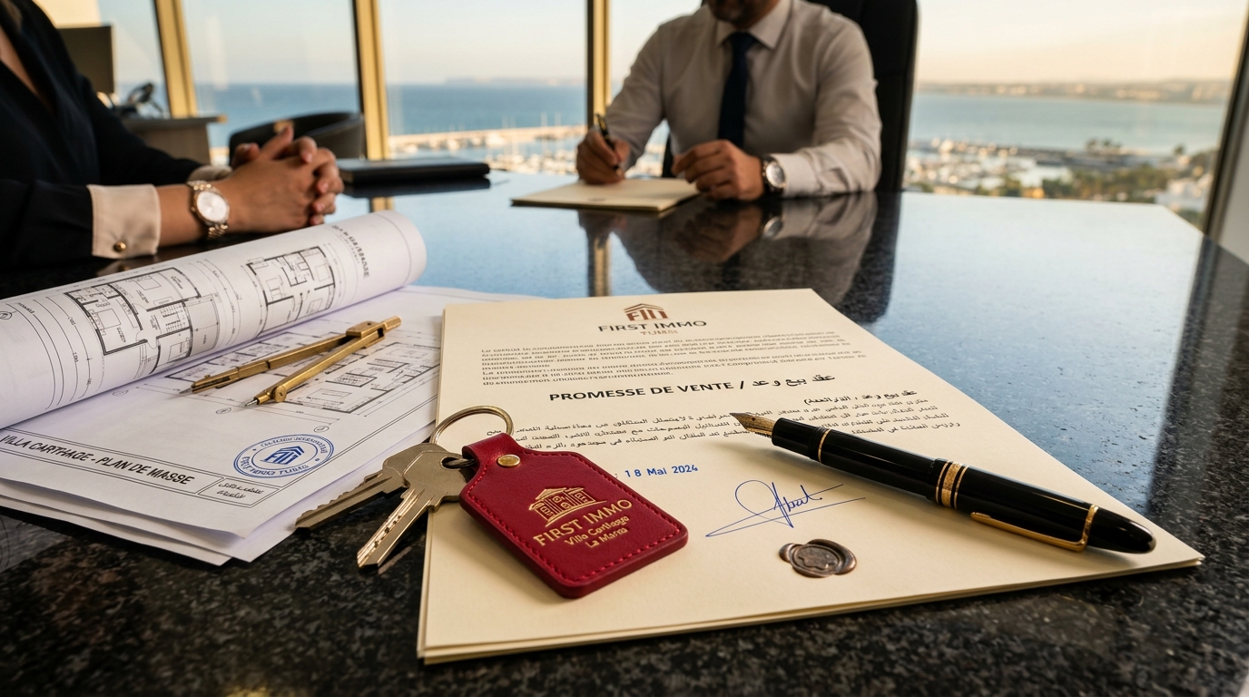 Promesse de Vente Immobilière en Tunisie (2026) : Clauses Suspensives Obligatoires, Sort de l'Acompte et Sécurisation Juridique - FIRST IMMO